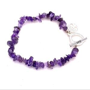 Purple polished stone bracelet life tree